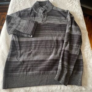 Calvin Klein Jeans Men's Gray Striped Sweater 100% cotton size large